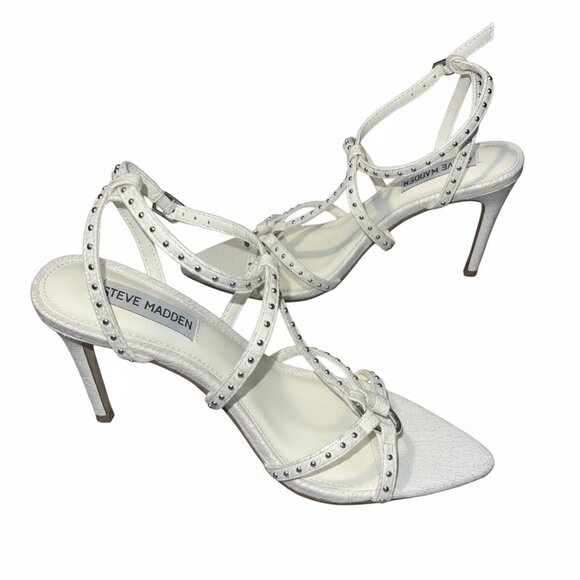 Steve Madden Amour Studded White Sandals - Picture 4 of 7
